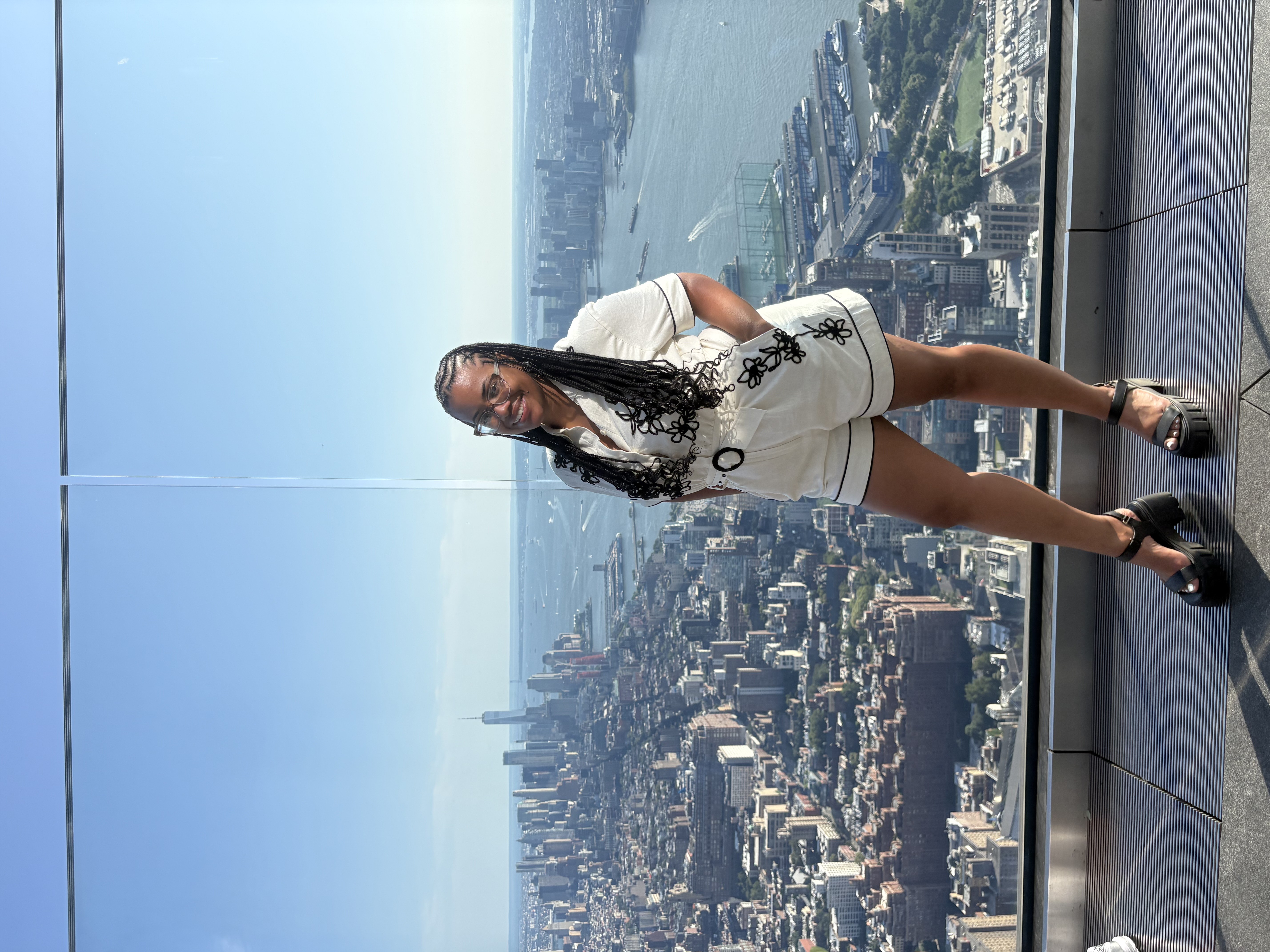 Photo over Ciarra Ramos with a big city view in the background
